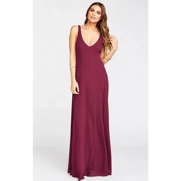 Show Me Your MuMu Jenn Maxi Dress Merlot Chiffon M - Picture 1 of 12